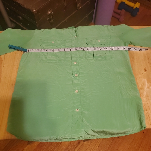 J Crew Green Silk Button-Down Shirt - Small - Picture 7 of 10